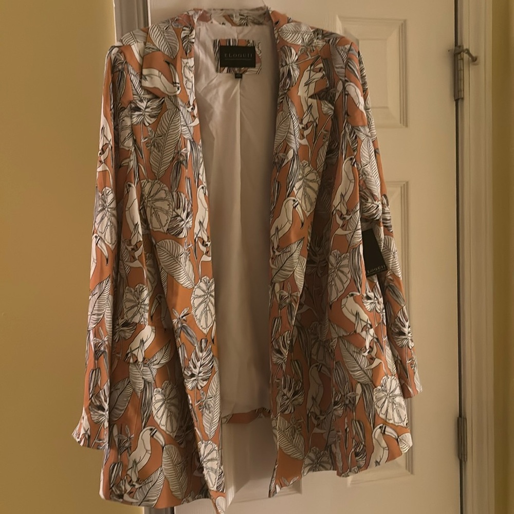 Eloquii tropical print blazer